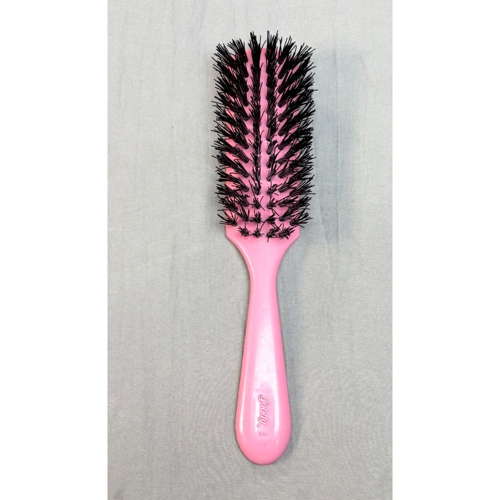 Vintage Goody Hair styling Brush Pink Handle 6 row  7.5 Inch 80s 90s